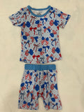 Blue Bows Biker Set