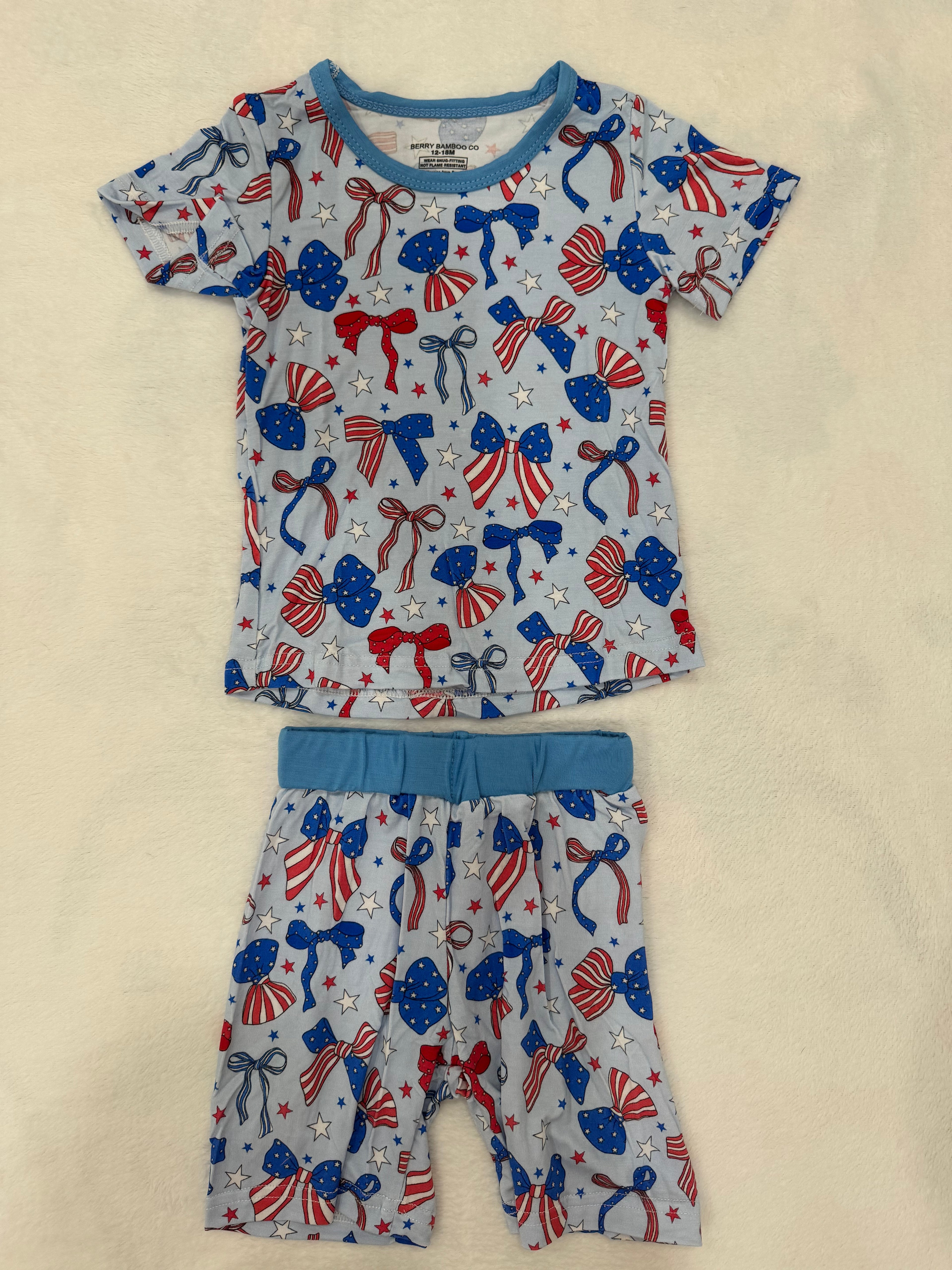 Blue Bows Biker Set