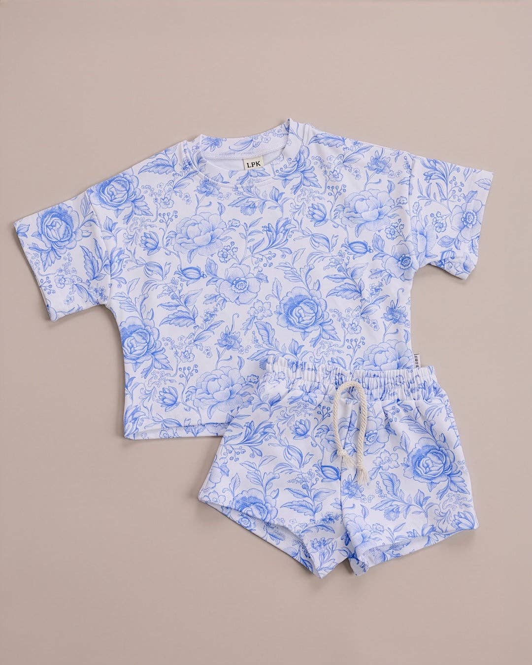 Blue Flowers Shorts Set